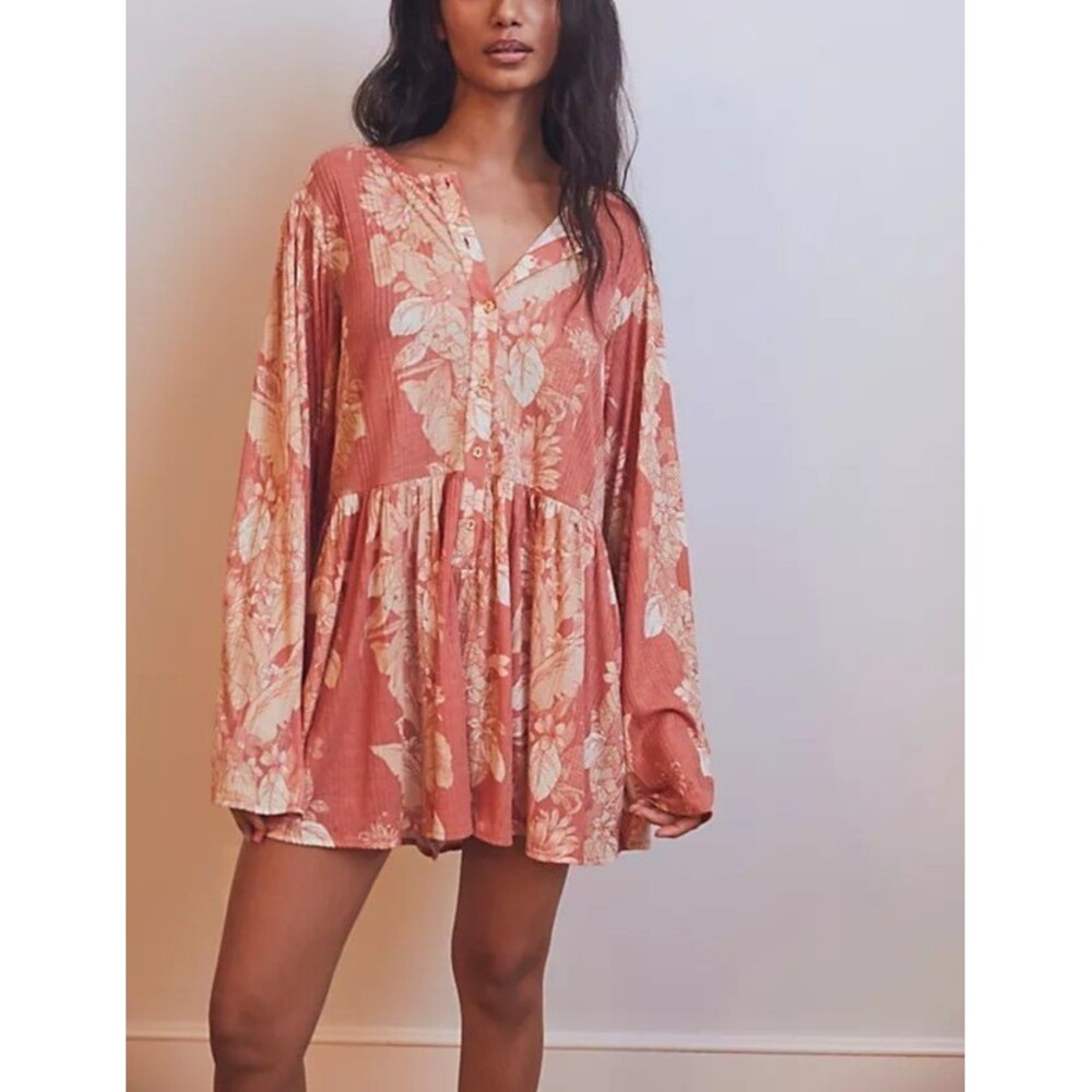 Free People Intimately Tropical Staycation Romper Dress Floral Flutter S 287523